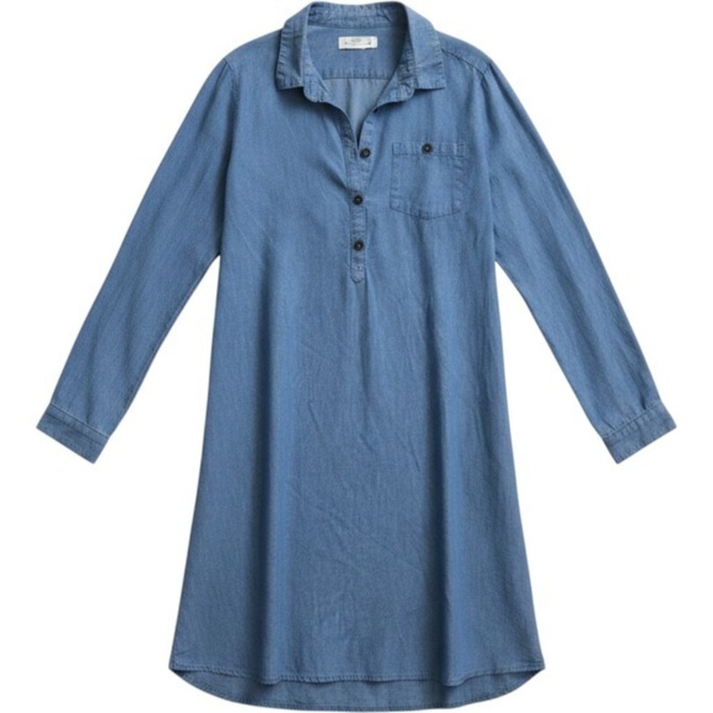 L.O.G.G. H&M Chambray Shirt Dress 13-14Y Blue Long Sleeve Cotton Pockets Casual